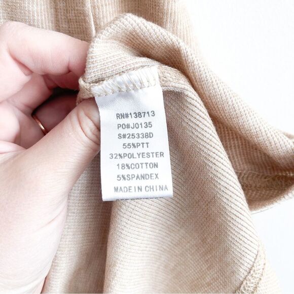 Doe and Rae Dress T-Shirt Knit Beige Belted Button Detail Women's S Stretchy - Picture 6 of 9